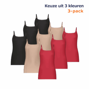 Ten Cate Secrets Spaghetti Top 3-pack Rood-L