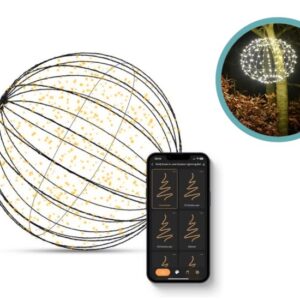 FlinQ Slimme Lichtbol Kerstverlichting Ø60 cm - Buiten & Binnen - App Bediening - Zwart