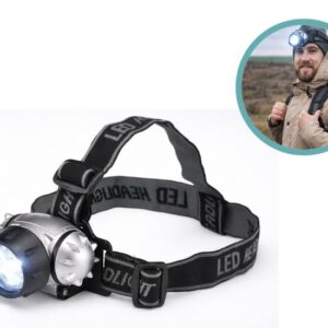 HI Hoofdlamp LED - Verstelbare Hoofdband - 3 Lichtstanden - Spatwaterdicht - Zwart