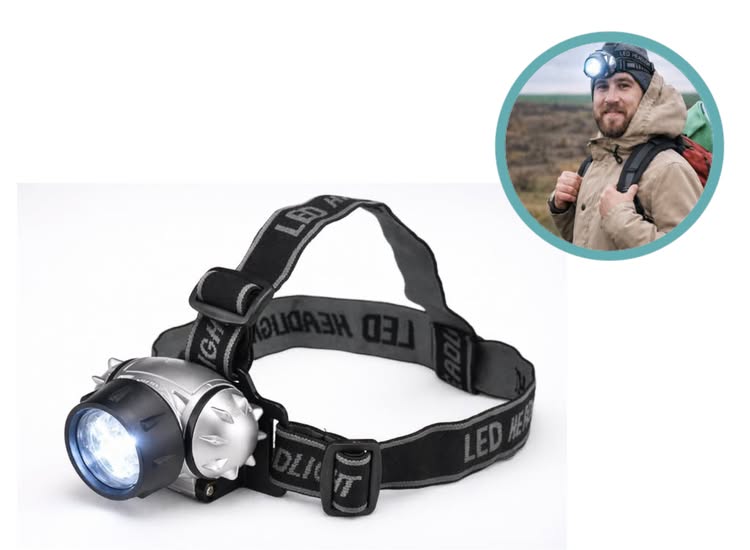 HI Hoofdlamp LED - Verstelbare Hoofdband - 3 Lichtstanden - Spatwaterdicht - Zwart