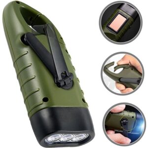 Luume Solar Survival Flashlight - Dynamo Zaklamp - Solar & Hand Crank - 3 LED - Groen