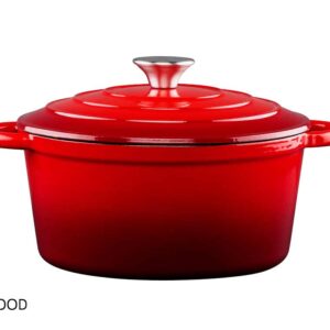 Gietijzer Braadpan Met Deksel In 2 Maten En Kleuren 24 cm Rood