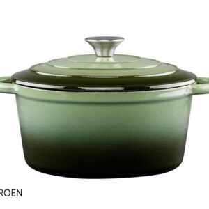 Gietijzer Braadpan Met Deksel In 2 Maten En Kleuren 24 cm Groen