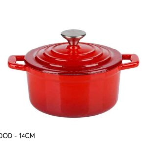 Gietijzer Braadpan Met Deksel In 2 Maten En Kleuren 14 cm Rood