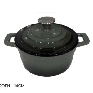 Gietijzer Braadpan Met Deksel In 2 Maten En Kleuren 14 cm Groen