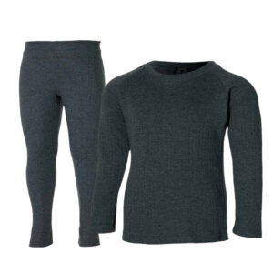 Heatkeeper Thermoset Kinderen Comfort - Thermoshirt + Thermo Legging - Antraciet Melange-128/134