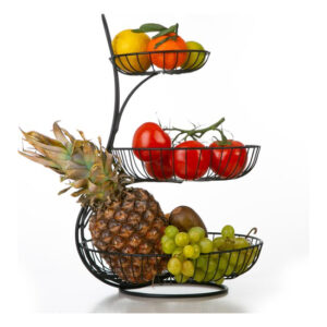 Ynona Fruitschaal - 3 Laags - Zwart - Fruitmand