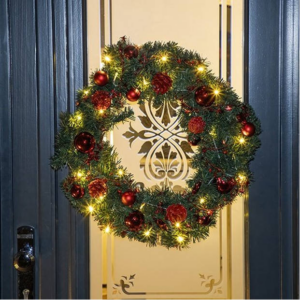 Haushalt Kerstkrans - Inclusief lampen/Kerstballen - 60 cm