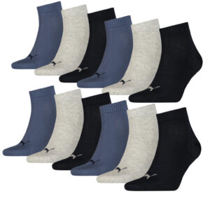 Puma Quarter Sokken Plain 12-pack Navy / Grey / Nightshadow Blue-35/38