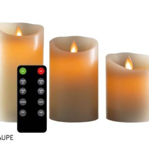 3-PACK Oplaadbare LED Kaarsen Taupe