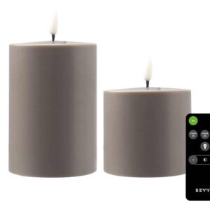 2-PACK Oplaadbare LED Kaarsen Taupe/grijs