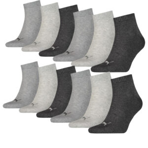 Puma Quarter Sokken Plain 12-pack Antraciet Melange-39/42