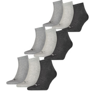 Puma Quarter Sokken Plain 9-pack Antraciet Melange-43/46