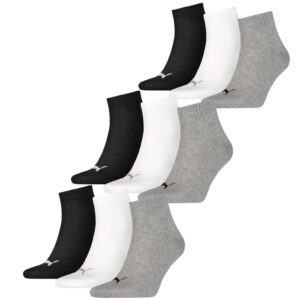 Puma Quarter Sokken Plain 9-pack Zwart / Wit / Grijs-39/42