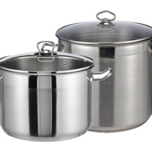 Prachtige grote RVS soeppan - 10 of 15 liter - Met glazen deksel