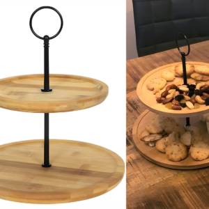 Svenska Living Etagere 2-laags - bamboe hout - 16 x 22 cm