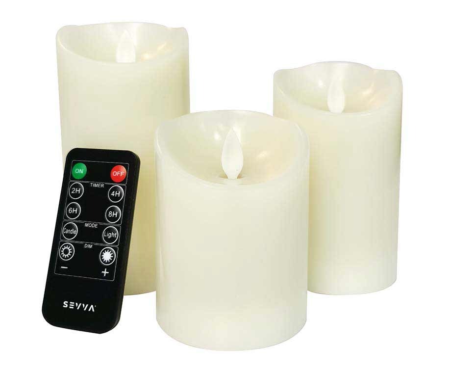 3-PACK Oplaadbare LED Kaarsen Crème