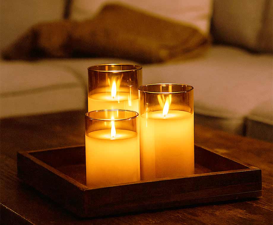 Smoked Glass Elektrische Kaarsen Zilver