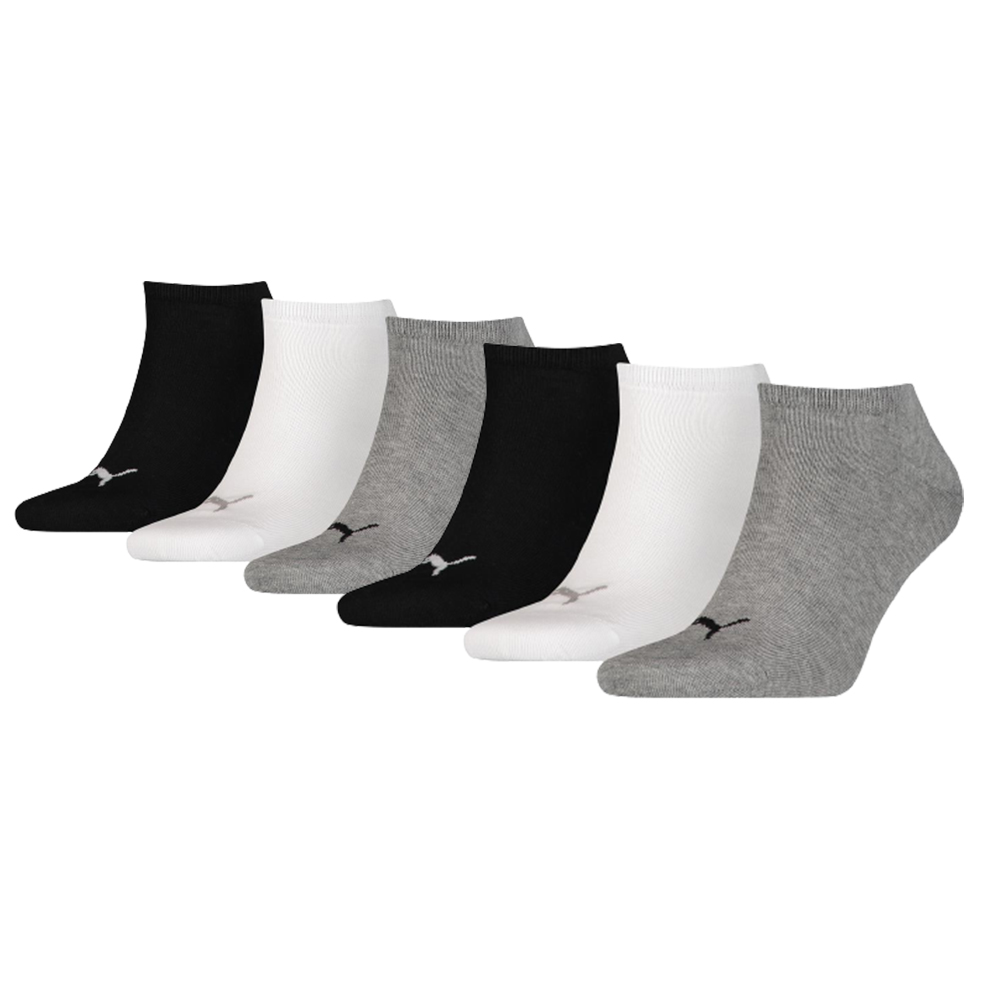 Puma Sneakersokken Plain 6-pack Zwart / Wit / Grijs-35/38