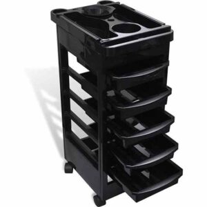 Lowander Kapperstrolley - 5 Lades - Verrijdbare Salon Trolley met Houders - Zwart