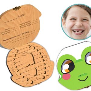 Tandendoosje met naam - Kikker - Hout