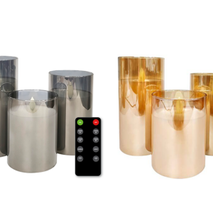 3 FlinQ LED Kaarsen met Bewegende Vlam in Smoked Glass